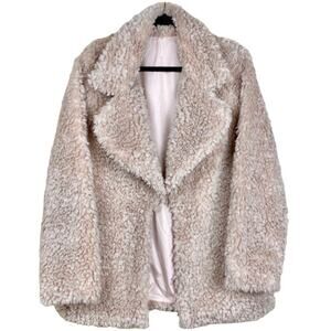 NVLT Reversible Faux Shearling Jacket in Nude, Large